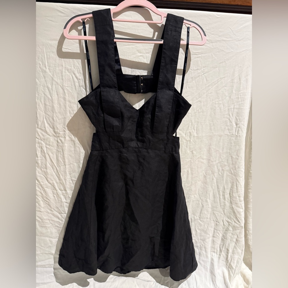 New Guess Marciano Black Cut Out Flare Linen Dress 6 M